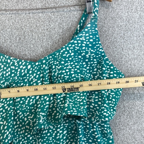 Cacique tankini swim top size 22 green with white spots resort tropical travel - Picture 4 of 8